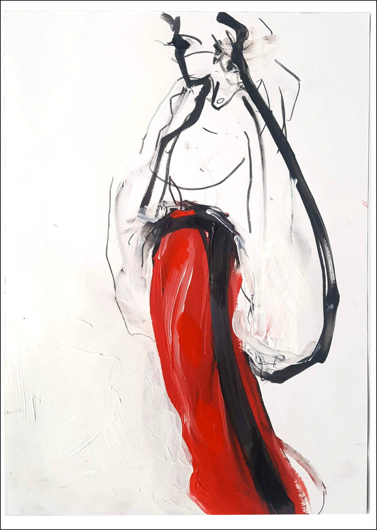 NINA RICCI 's RED DRIPPING PANTALON - Petra Lunenburg Illustration